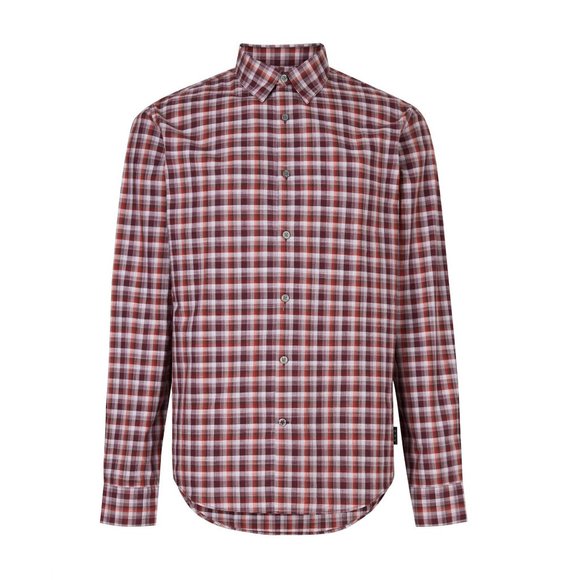 John Varvatos Final Sale NWT $98 Men's Mayfield Check Button Front Shirt Pumpkin - Picture 1 of 6